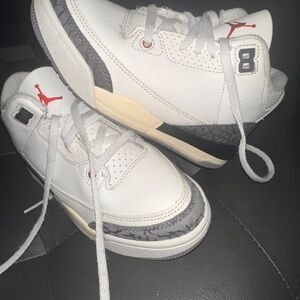 Jordan retro White and Gray Sneakers with Red Accents